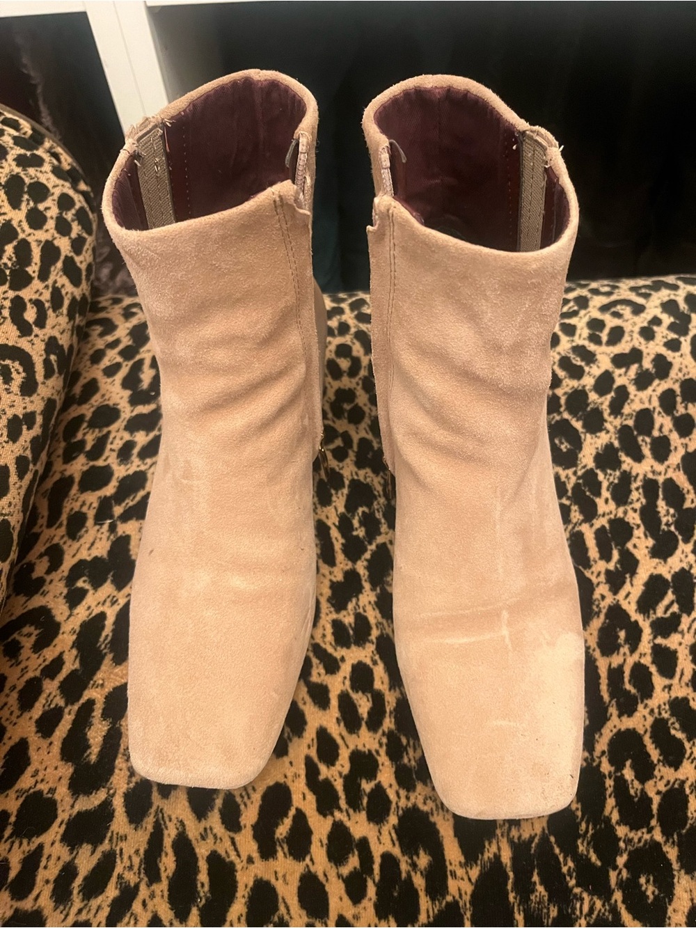 Franco Sarto cream Suede Square-Toe Ankle Boots